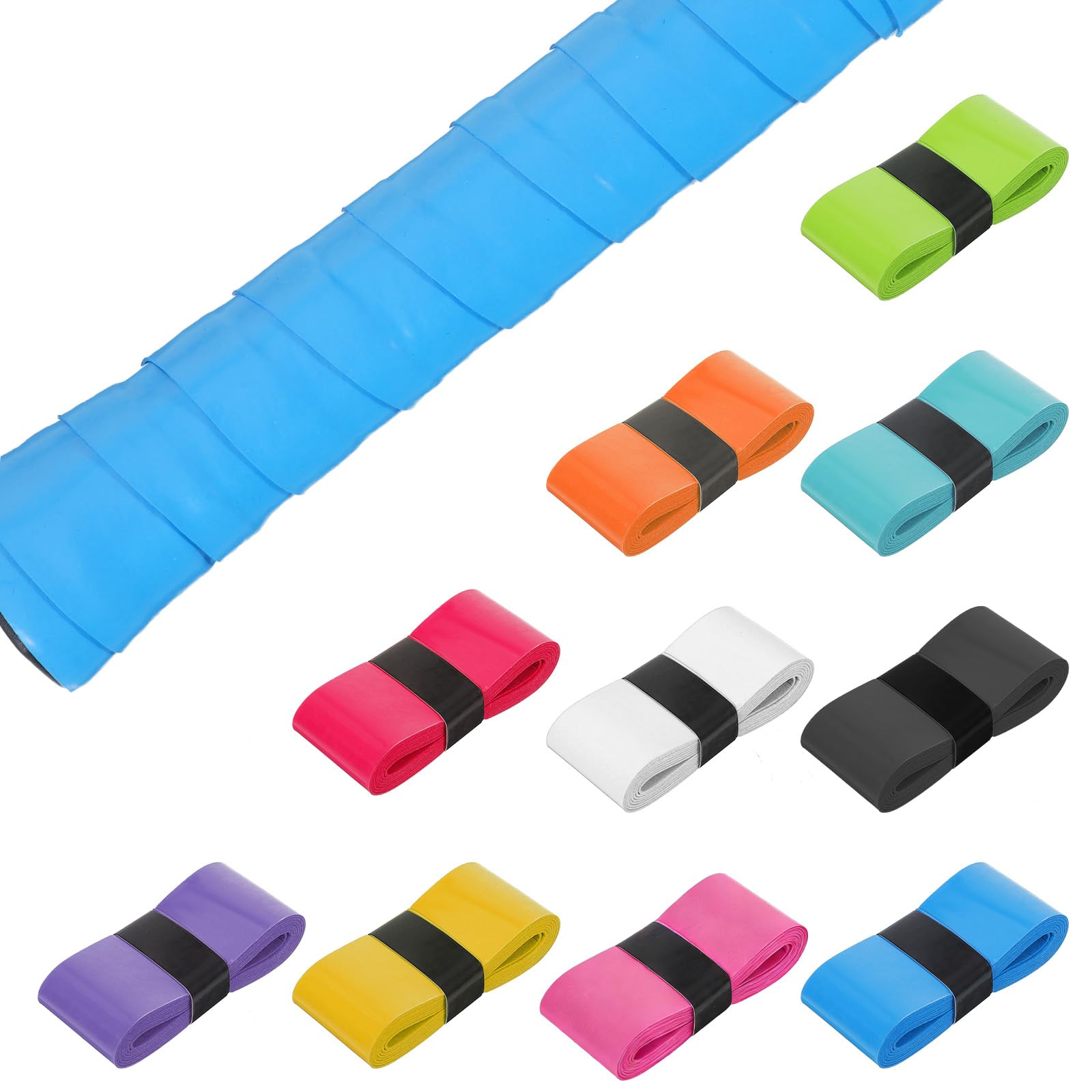 FNANJWQ 10 Pcs Tennis Racket Grip Tape, Anti-slip Tennis Overgrip, Precut Dry Feel Sweat-absorbing Grip Paddle Grips Tape for Badminton, Pickleball (10 Colors)