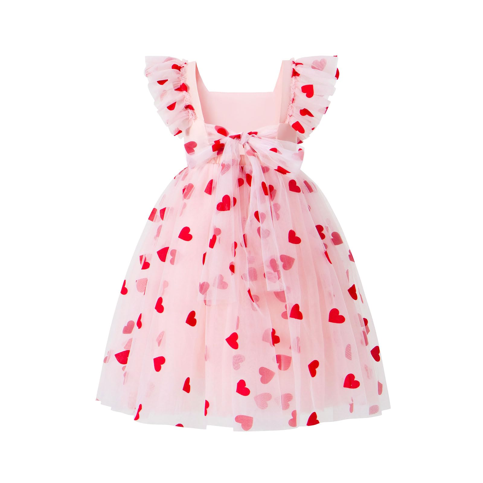 Tutu.kk Toddler Girls Vintage Party Dress Ruffled Sleeve A-Line Tulle Flower Girl Dresses for Wedding,Birthday