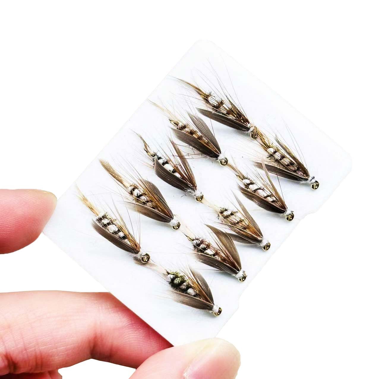 Qitewwrme 10Pc Fly Fishing Flies Artificial Bait Bionics Moths/Mosquitos/Midges Fishing For Bass Pike Salmon Trout Insect Lure (Style B(Mosquito Styles))