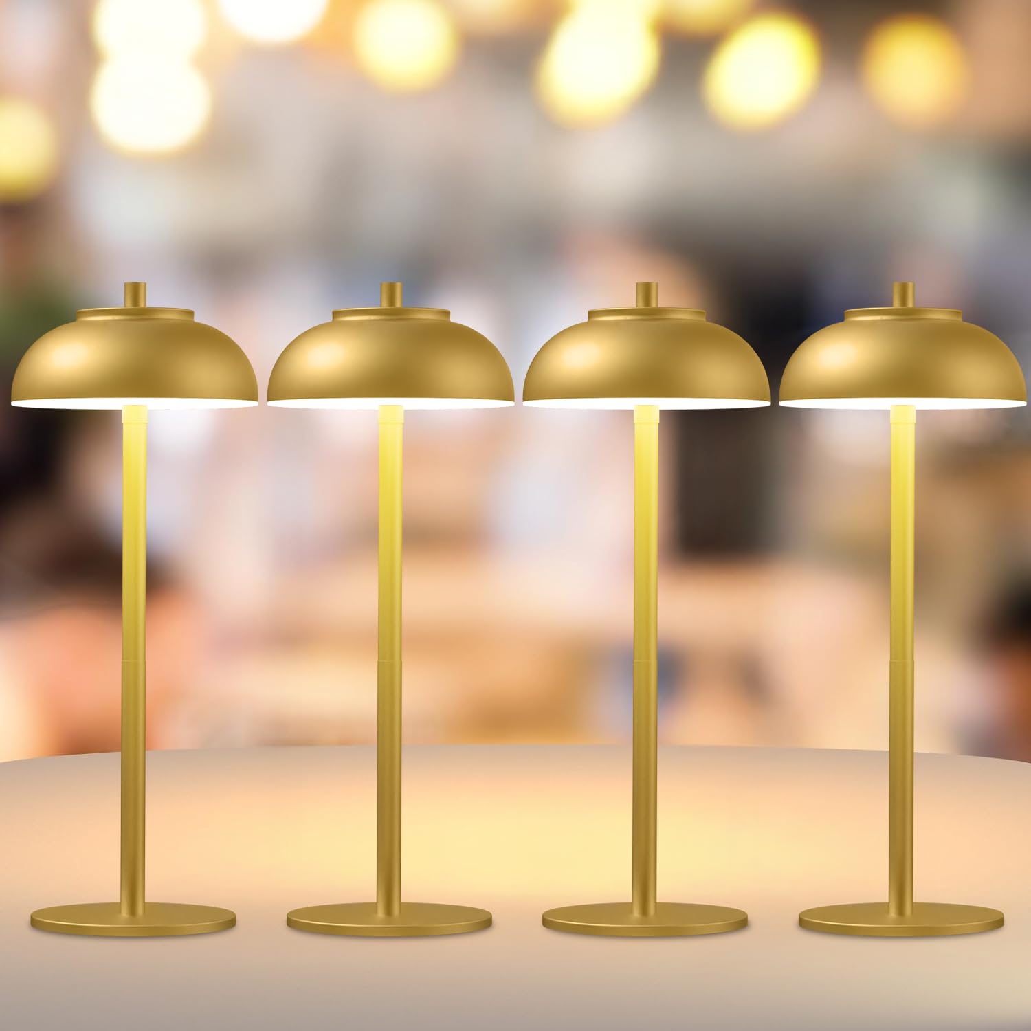 Photo 1 of Moragin 4 Pack Gold Led Cordless Table Lamps Rechargeable,Cordless Touch Lamp Battery Operated-Waterproof-for Outdoor Patio/Restaurants/Home/Dinner