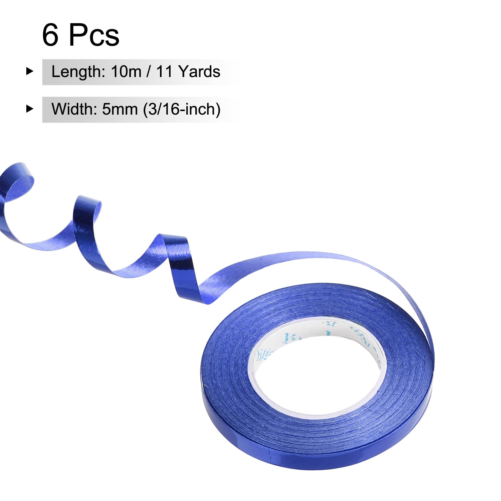 PATIKIL 6pcs Curling Ribbon Crimped Balloon String Shiny Metallic 5mm 10m Iridescent for Party Decoration Gift Wrapping Crafts Dark Blue - Image 2