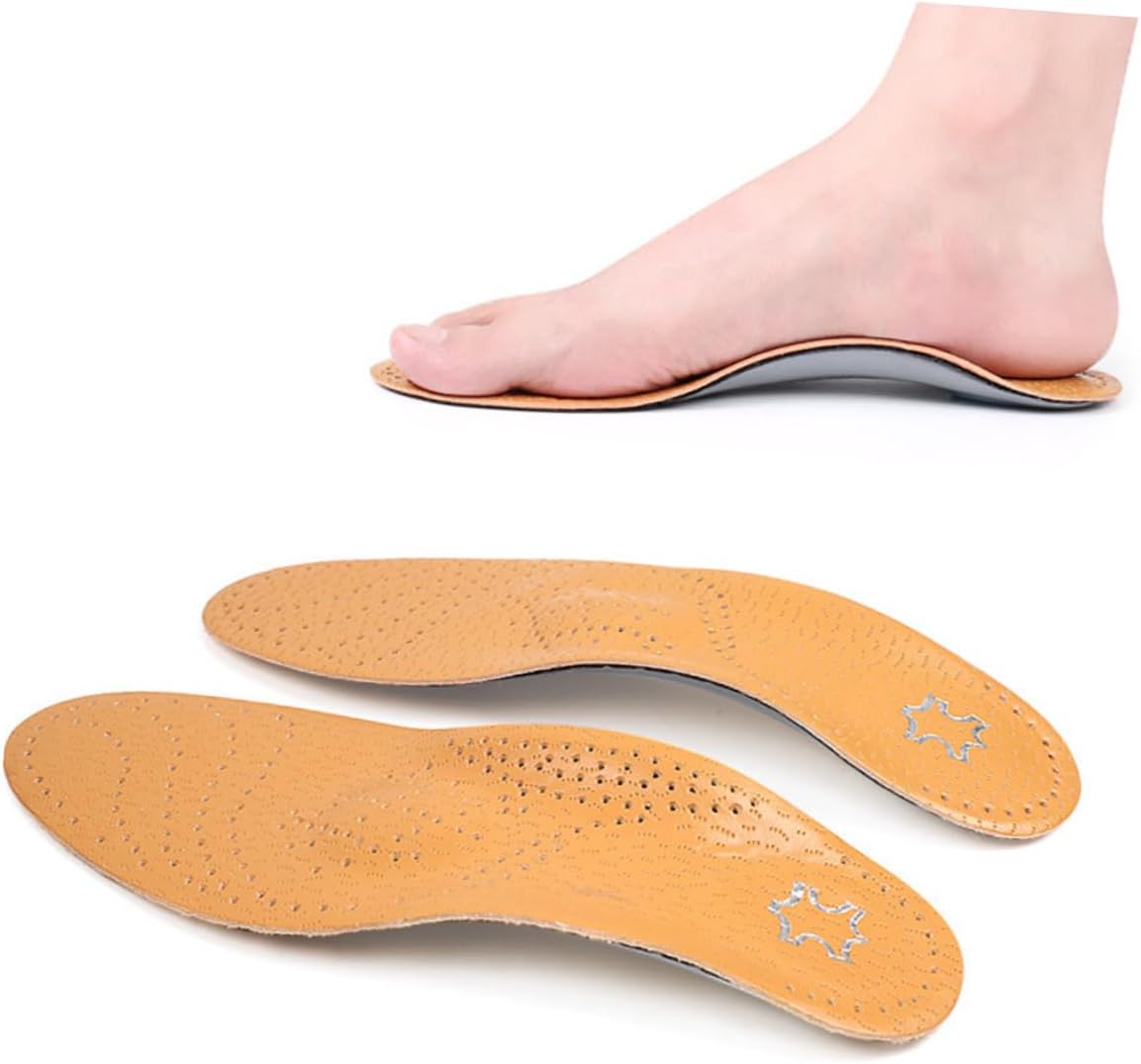 Flatfoot Arch Correction Insoles for Men and Women, Unisex Arch Support Pads with Stick-on Design, Brown Yellow Size 37-38, Foot Care Inserts for Flat Feet and Knock-Knee Alignment