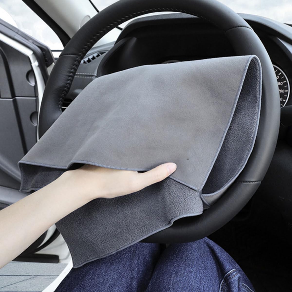 VOSAREA Thicken Absorbent Car Drying Towel Microfiber Cleaning Cloth for Car Wash with Superior Water Absorption and Versatile Use, Soft Fiber Material for Automotive Care