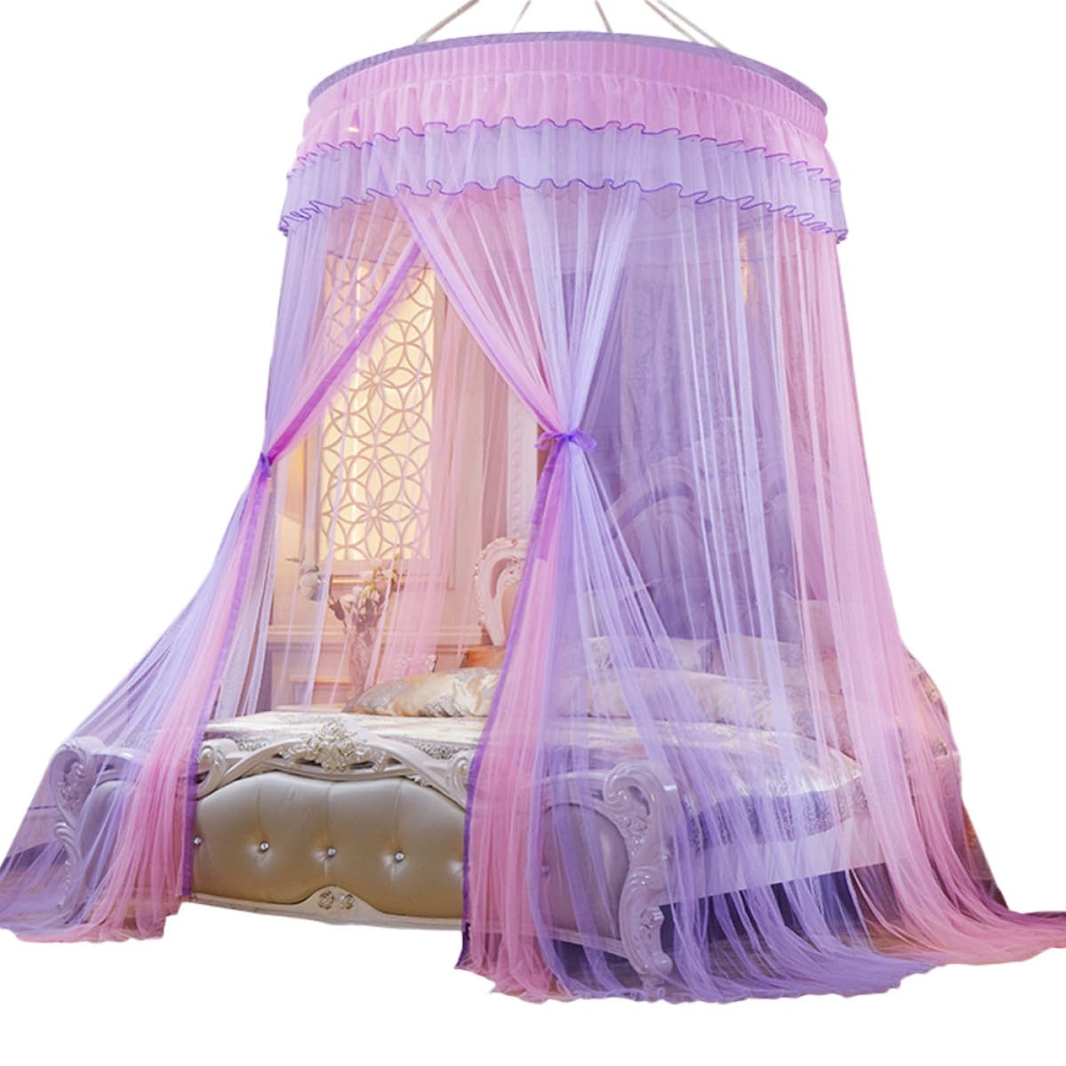 Moustiquaire dôme lit grande protection rose tente