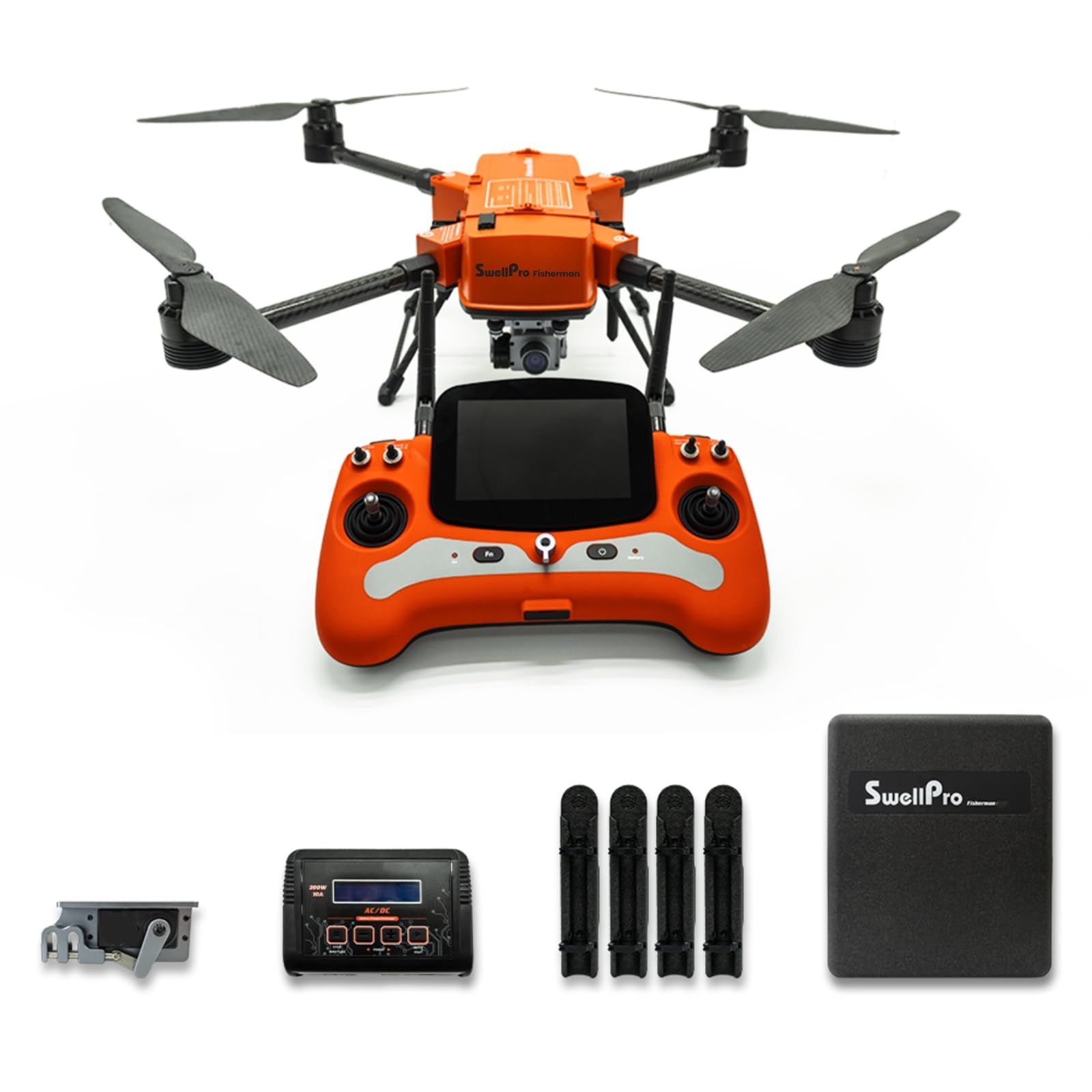 SwellPro FD2 Fisherman MAX Heavy Lift Fishing Drone with 7.0 LBS Bait Capacity, 1.5KM Long Casting Range, IP67 Waterproof Foldable Drone with 4K Camera for Adults (Advanced Set)
