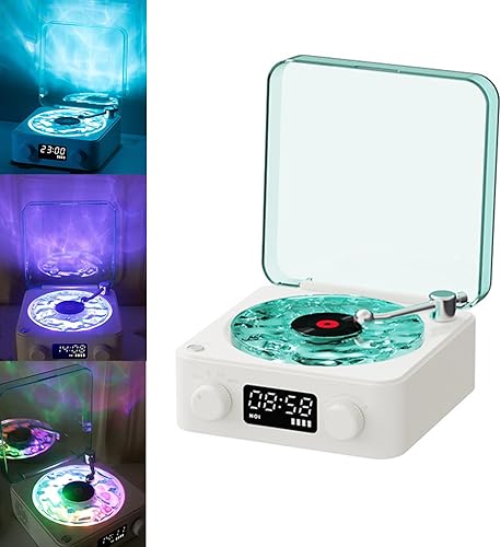 The Waves - Reproductor de vinilo, altavoz Bluetooth Waves, altavoz portátil de vinilo vintage con luz y tiempo ajustables para dormitorio, fiesta,