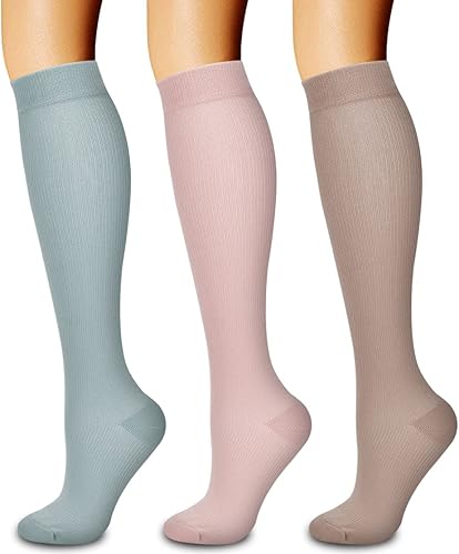 Miniatura 133 de Paquete de 3 pares de calcetines de compresión médica para mejorar la circulación de mujeres y hombres, para correr, hacer deporte y amamantar
