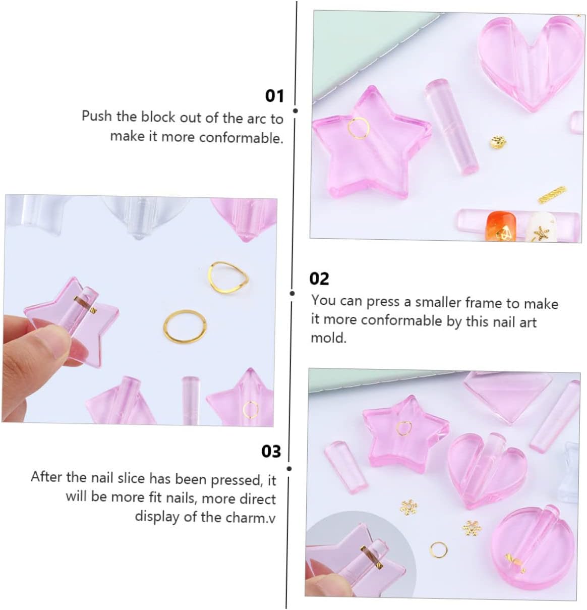 Operitacx 20pcs Nail Pressing Moulds for Manicure Frosted Shapes for Nail Art Includes for Salon and Home Use