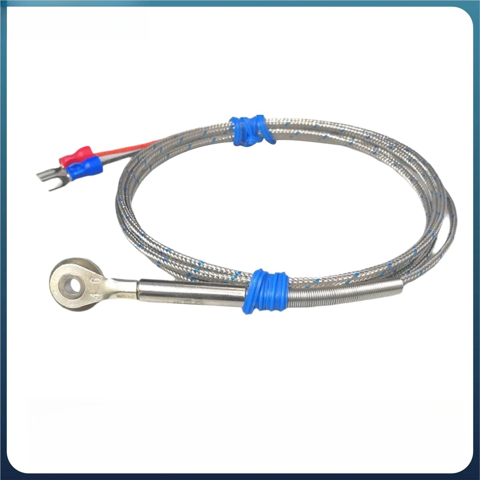 Sonda de termopar Tipo botón Tipo K/J Sensor de Temperatura del Molde de 0-800 °C con Cable de blindaje Trenzado de Acero Inoxidable(K-1M)