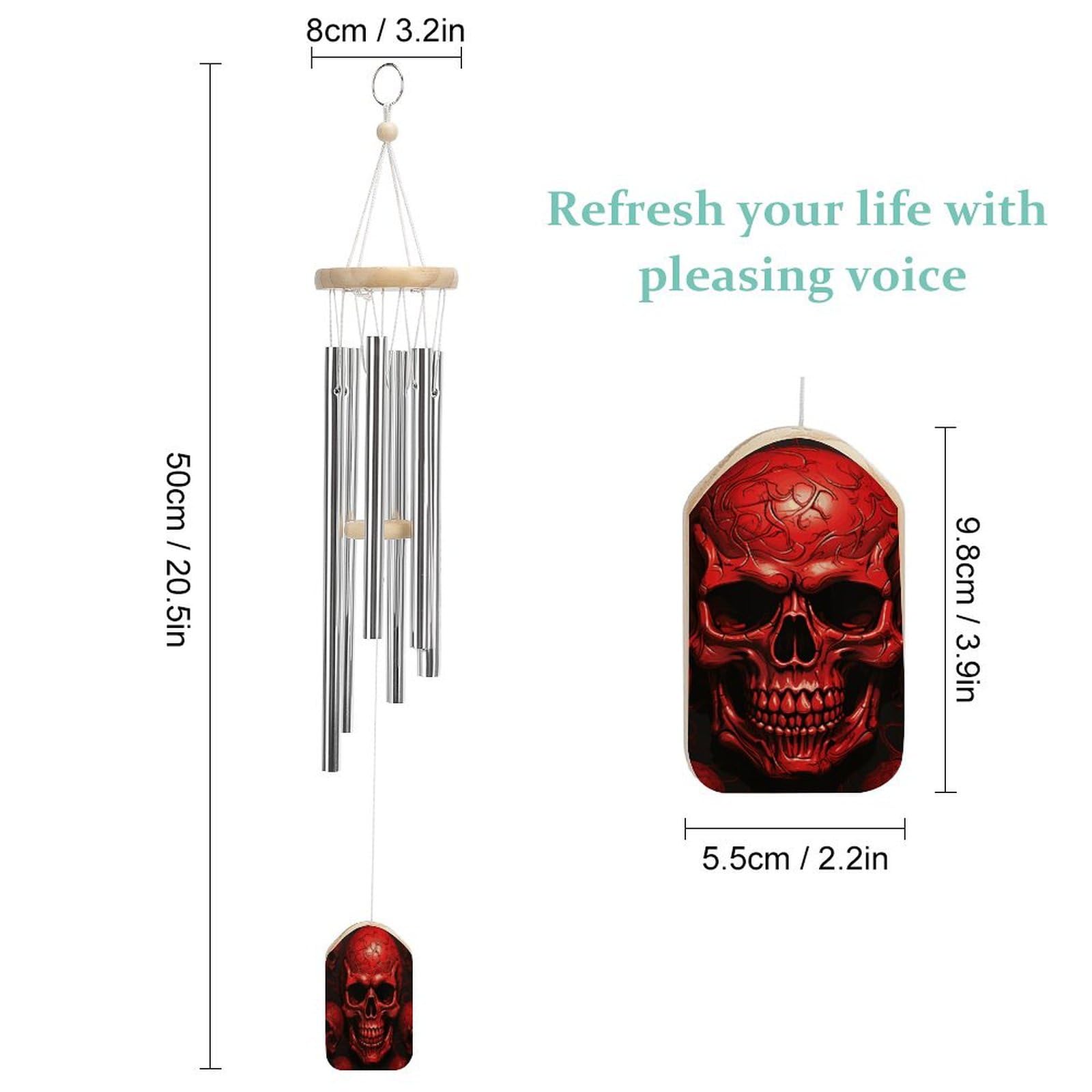 Outdoor Wind Chimes, Red Skulls Printed Wind Chimes,Simple Wind Chimes,Curtain Wind Chimes for Home Decoration
