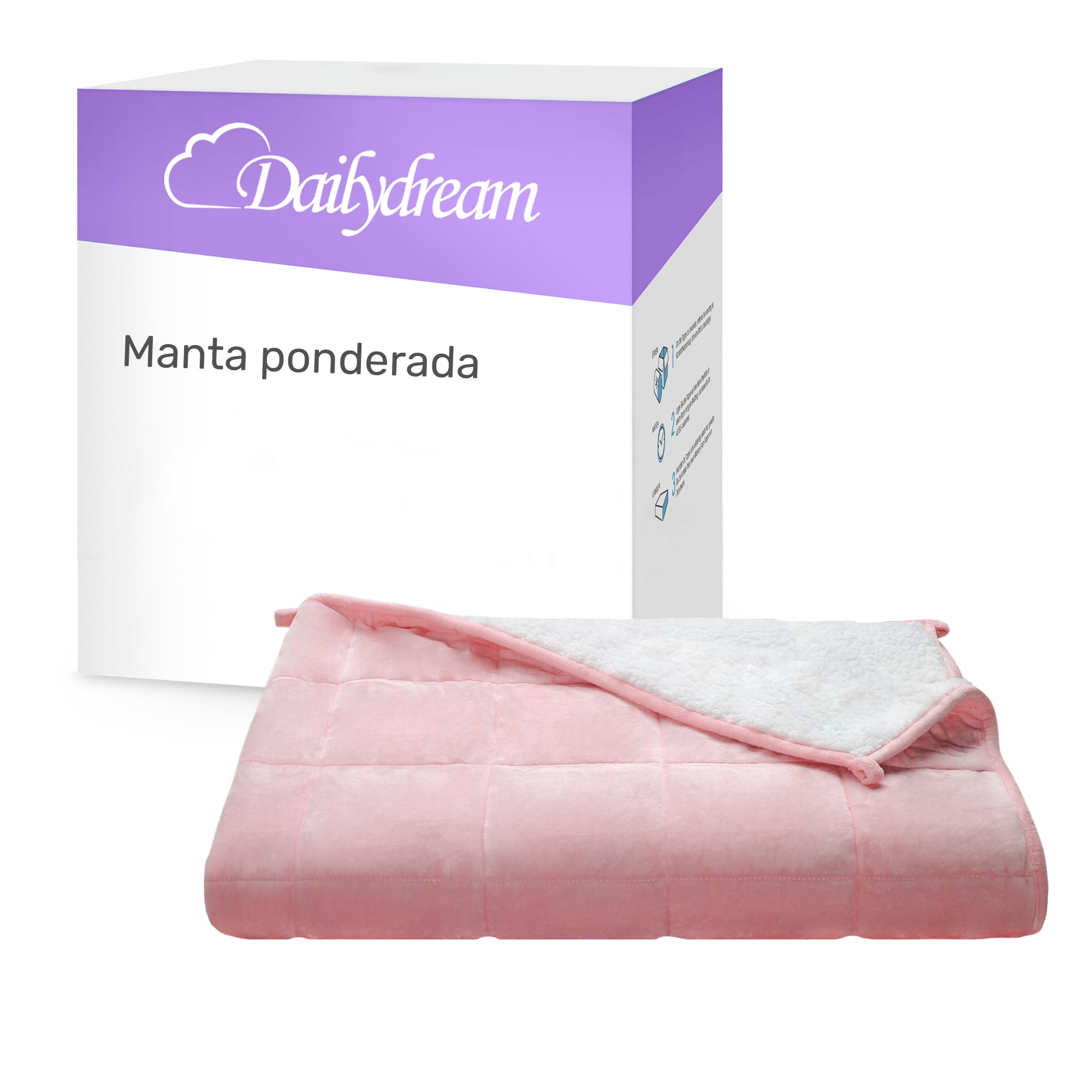 Dailydream Manta terapéutica de peso | 135x200 | 6 kg | Rosa | de forro polar esponjoso | con relleno de cuentas de cristal | manta pesada para dormir | Manta terapéutica de peso | para cuerpos con