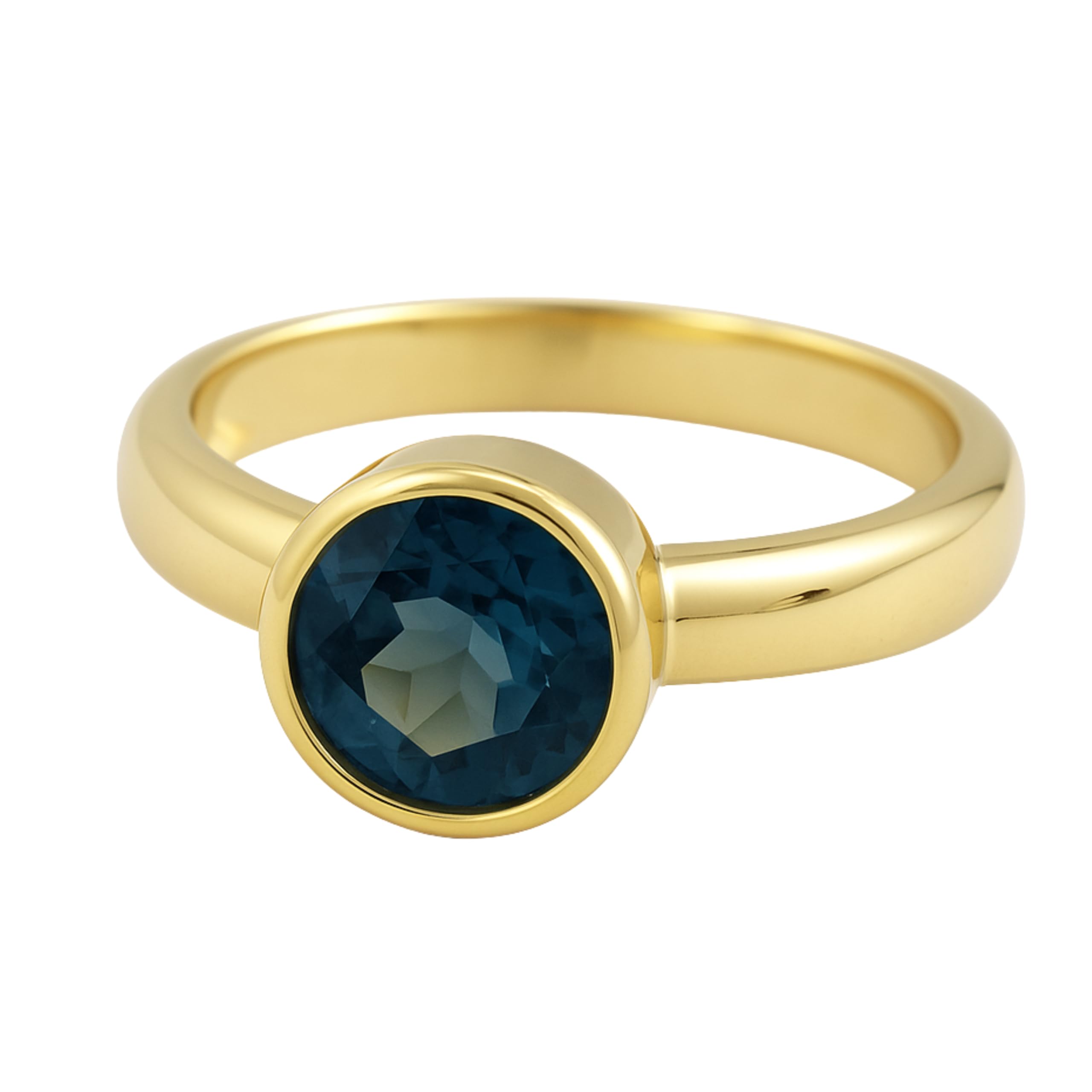 Anillo de Plata de Ley con baño de oro y Topacio Azul Londres