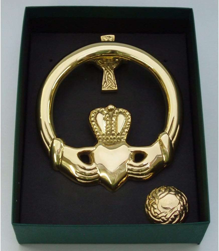 Large Claddagh Brass Door Knocker Cross Back