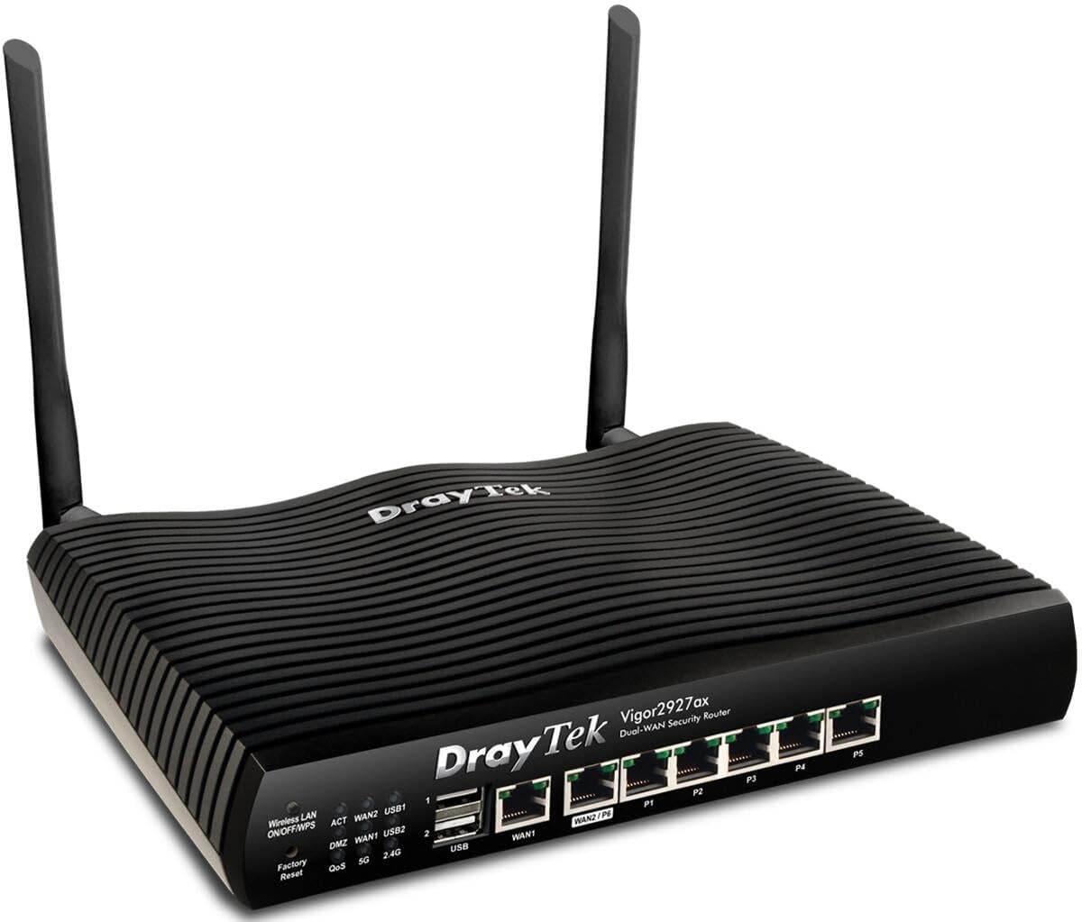 Draytek Vigor 2927ax - Wireless Router - Switch Mit 6 Ports - Gige - WaN-Ports: 2 - 802,11a/b/g/n/ac/ax - DuaL-Band (v2927aX-DE-AT-Ch)