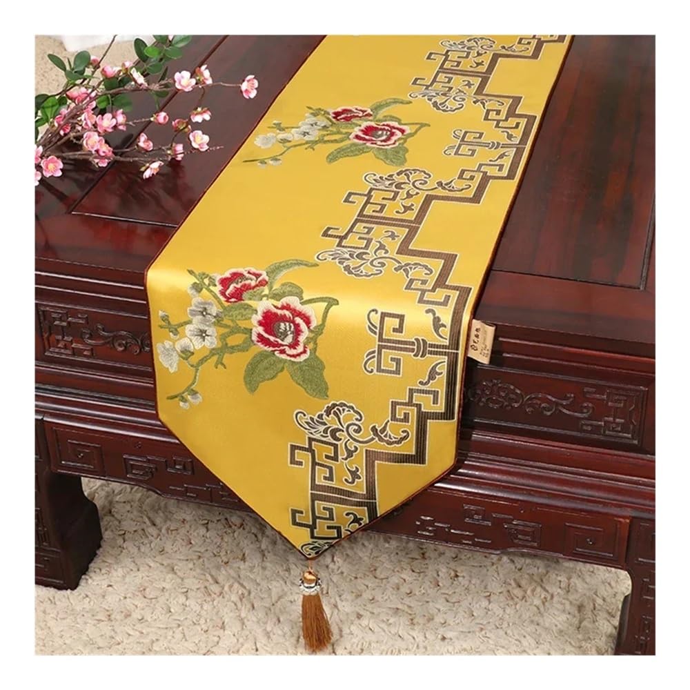 Drapeau chinois blanc pour lit d'hôtel - Motif fleurs et oiseaux - Décoration de mariage (style 04,33 x 150 cm)