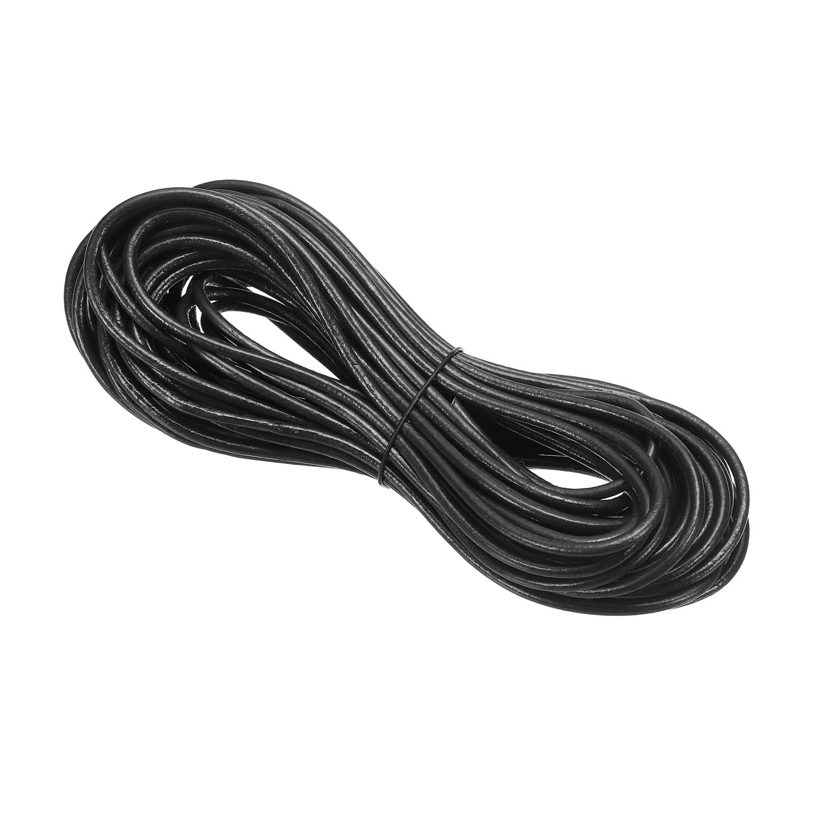 PATIKIL Round Braided Leather Cord, 2.5mm Round Braided Leather Cord Rope Folded for Crafts Jewelry Making Necklace Bracelets, Black(10 Yards)