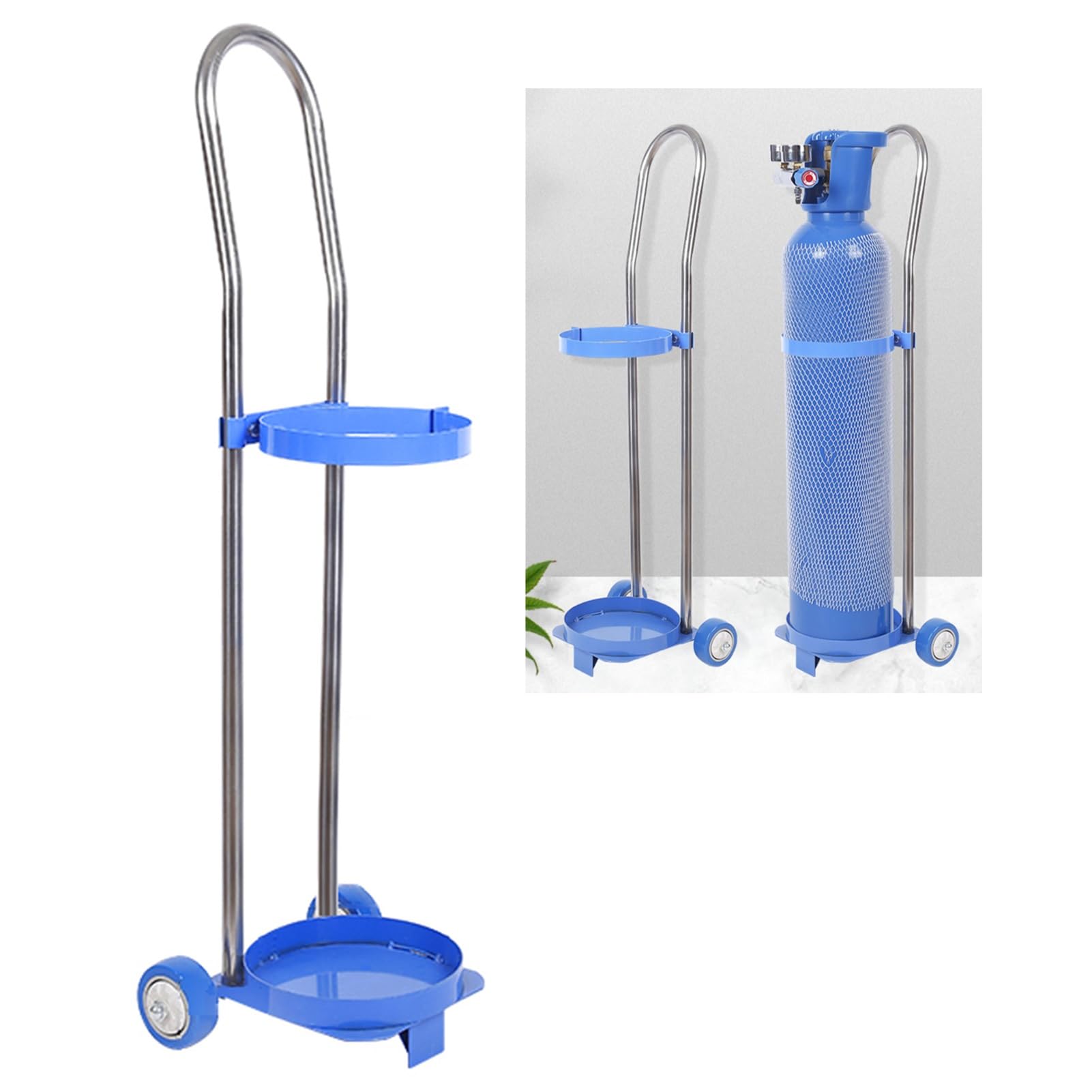 GHHVFEC Oxygen cylinder rack,Lightweight Oxygen Tank Holder Cart, Rolling Cylinder Storage Rack Trolley, Propane/Oxygen Stand Carrier Truck for Hospital Wards - 95cm (37 3/8")