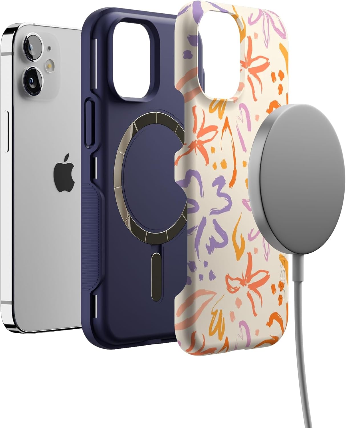 Casely iPhone 12 Mini Case | Hibiscus Blooms | Hawaiian Floral | Compatible with MagSafe | Bold Protective Design