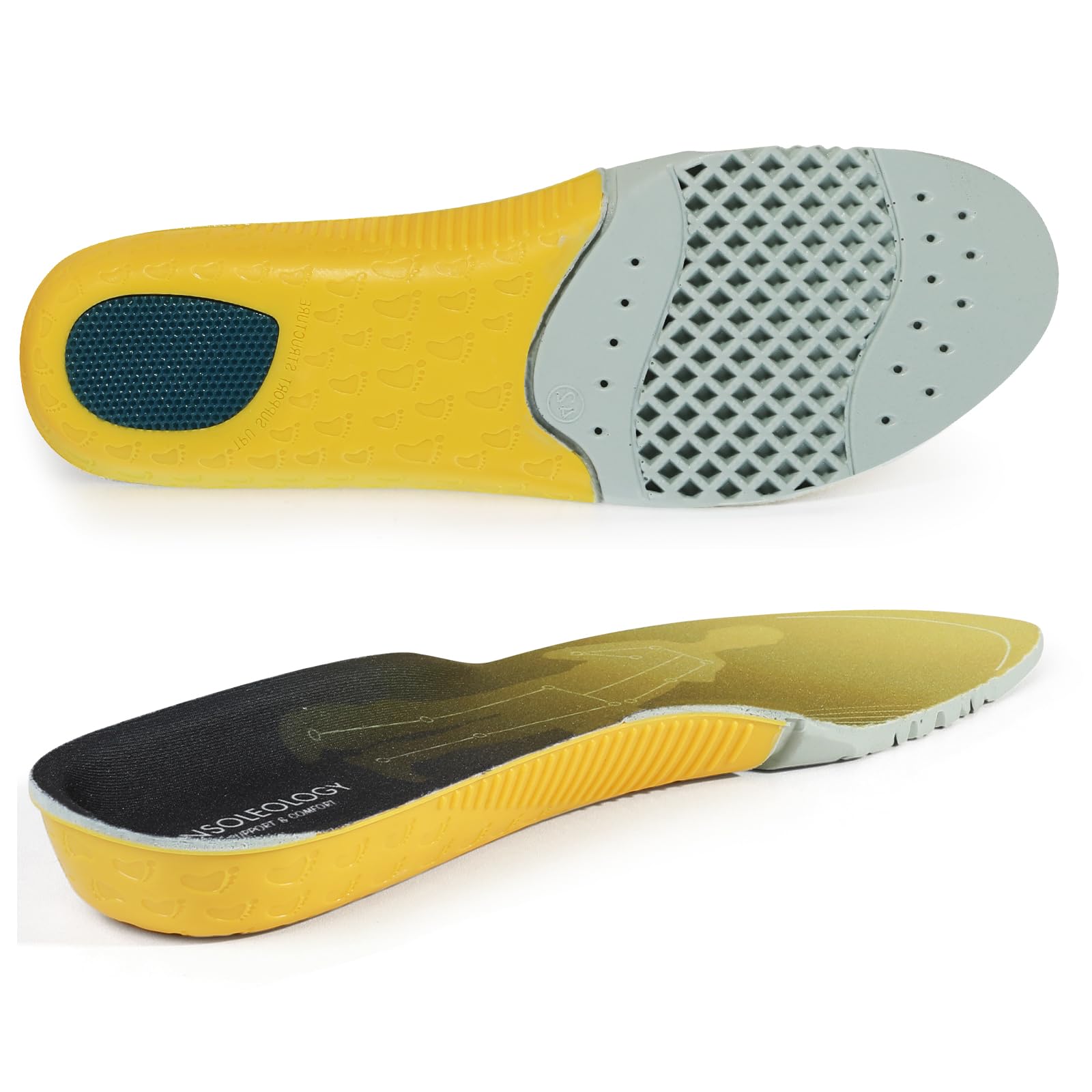 Insoleology Work Insole Anti Fatigue Arch Support Orthotics - All Day Comfort and Pain Relief from Plantar Fasciitis (L | Men 10-10.5 | Women 12-12.5)