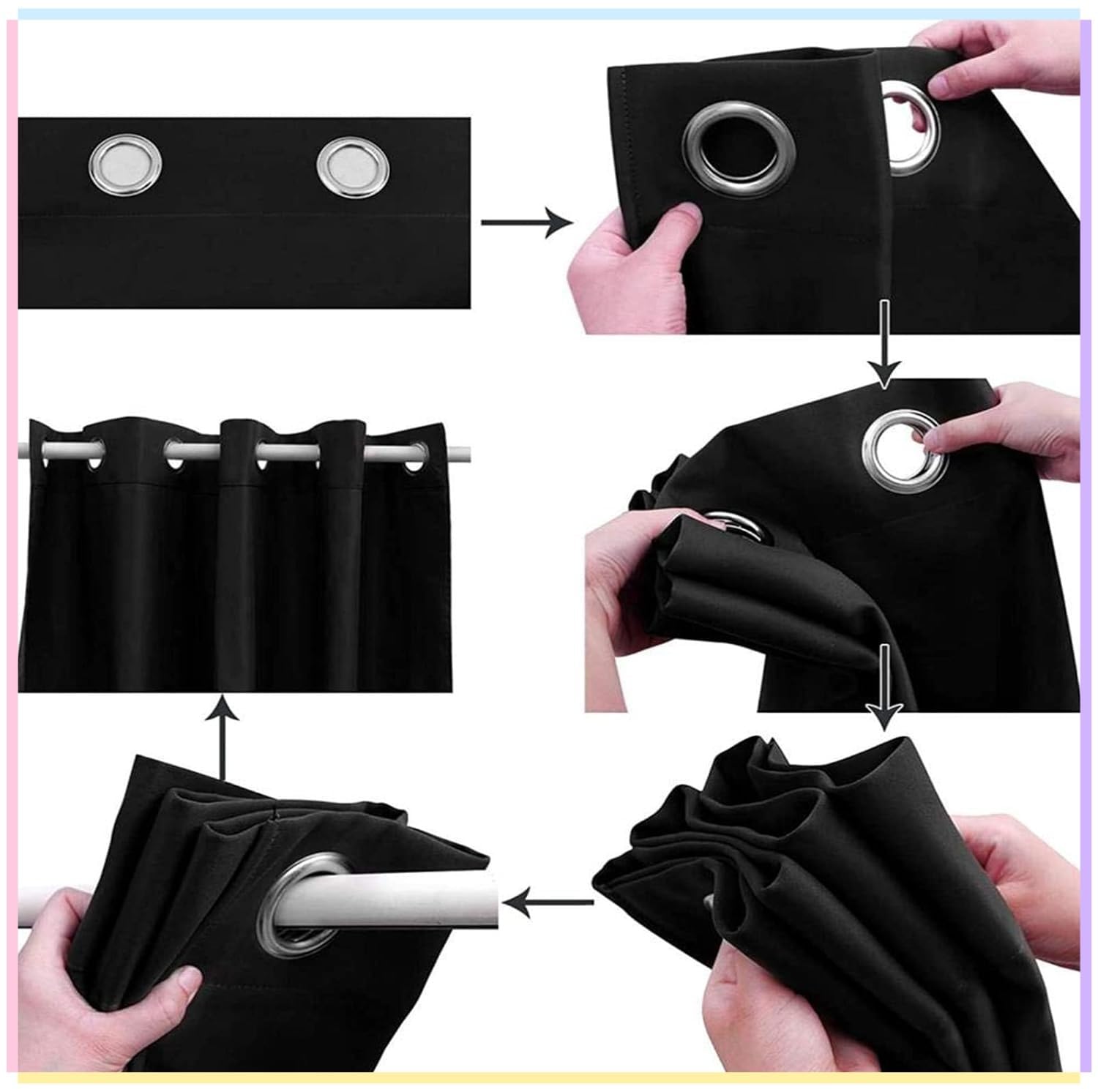 CDXNORA Verdunklungsvorhänge 2er Pack - Weiße Pfingstrosen Auf Schwarz | 117x137cm