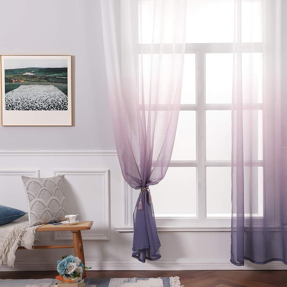 MIULEE Set of 2 Gradient Voile Curtains with Eyelets - Image 4
