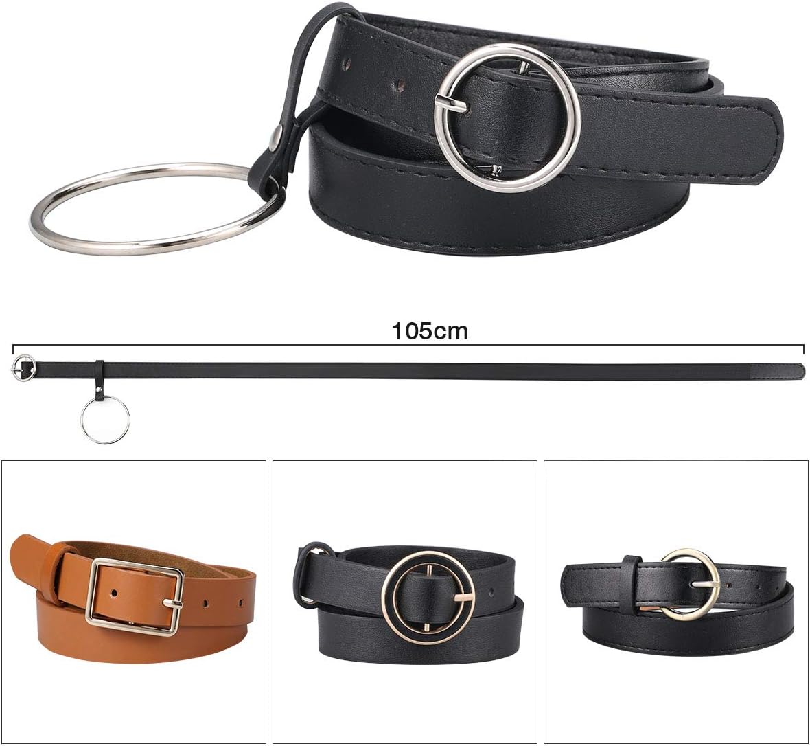 ZAFUL Fashion Faux Leather Belt for Jeans Dress