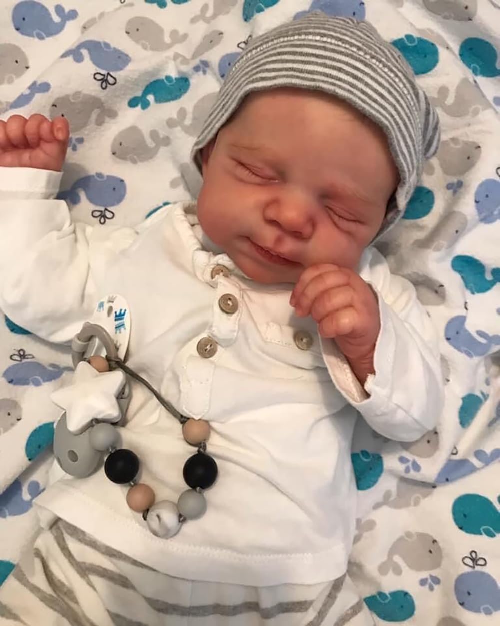 Anano Reborn Baby 45cm Vollsilikon - Lebensechte Puppe Mit Blauen Augen