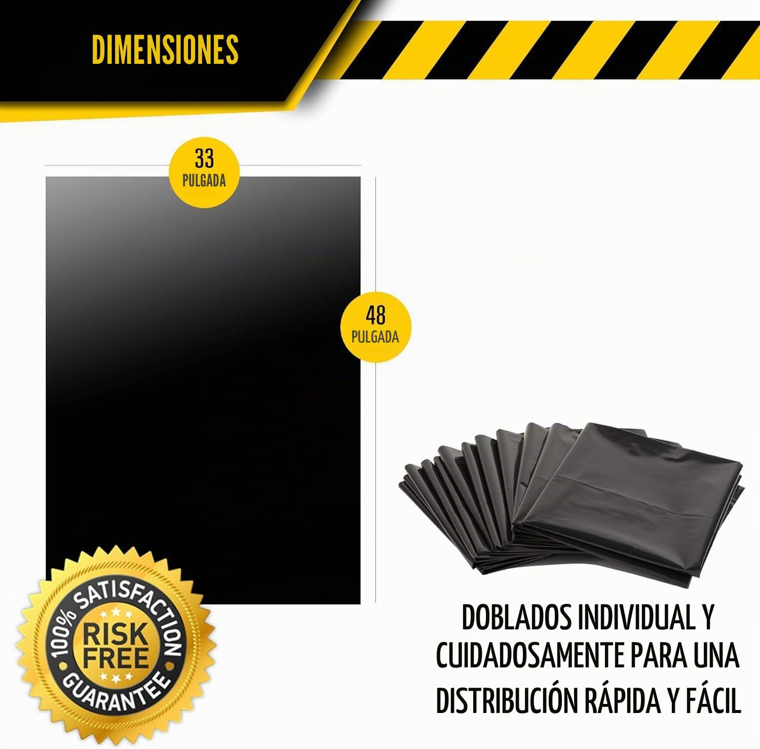 Ultrasac Bolsas para contratistas resistentes (paquete de 50 lazos), 42 galones, 32.7 x 47 pulgadas, bolsas de basura industriales grandes negras de 3 mil de grosor para construcción y uso comercial