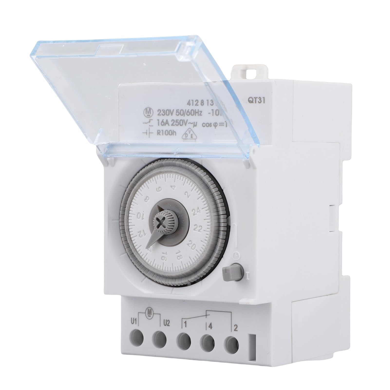 Fafeicy Temporizador Mecánico, Temporizador Programable de 24 Horas y 7 | Carcasa PC Ignífuga, Ajuste Mínimo de 15 Min, 16 A, para Hogar e Industria