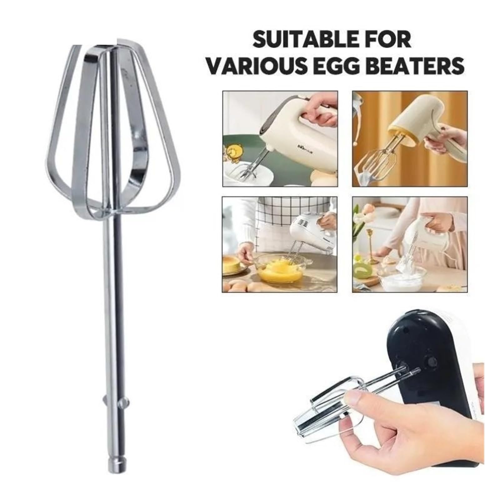Batidor de huevos acero inoxidable, gancho agitador, mezclador cocina multifunción for hornear y cocinar(B 1pcs)