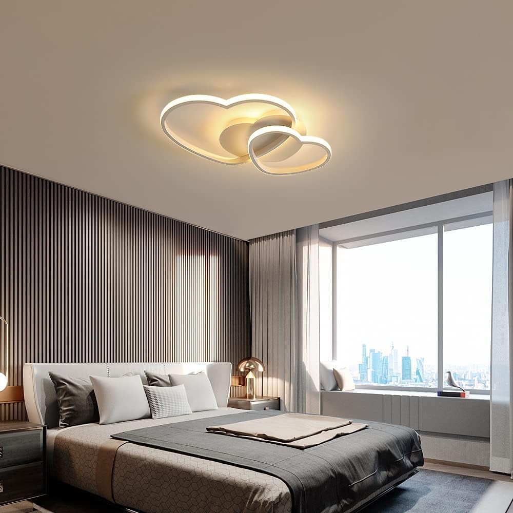 Riserva Plafoniera LED Soffitto Moderna Dimmerabile, 64W 4800LM Lampada da Soffitto Design a Forma di Cuore, Plafoniera con Telecomando/APP per Camera da Letto, Soggiorno, Cucina, Φ50cm