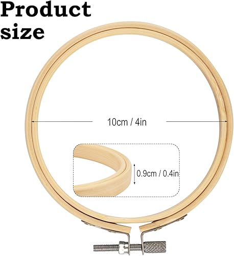 Miniatura 2 de 20 aros de bordado de bambú de 4 pulgadas, anillos de punto de cruz de bambú ajustables de 4 pulgadas a granel para costura, costura y manualidades,