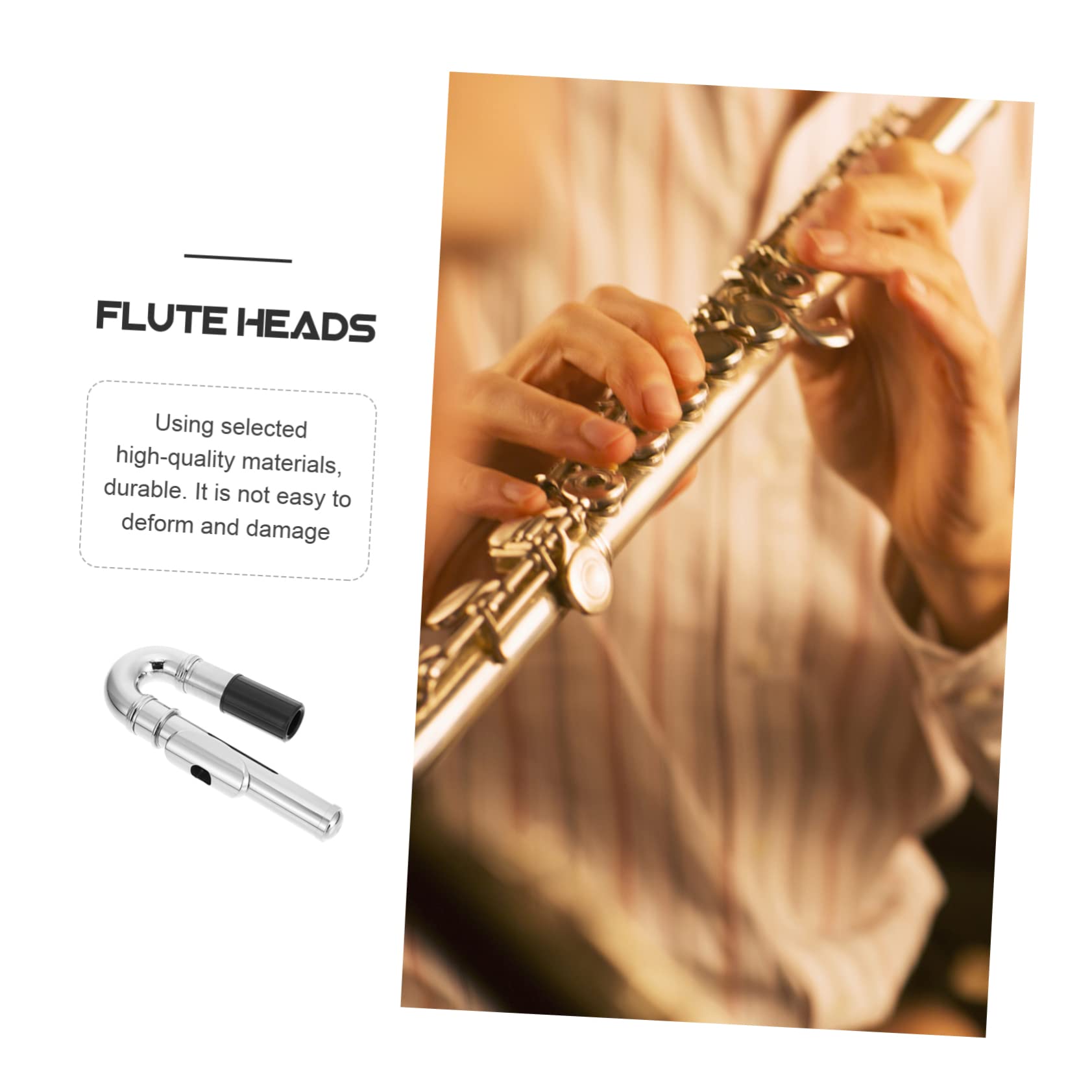 Gatuida Silbernes Flöten Ersatzkopf Mundstück Robustes Flötenzubehör für Querflöte Langlebiges Instrumententeil für Blasinstrumente