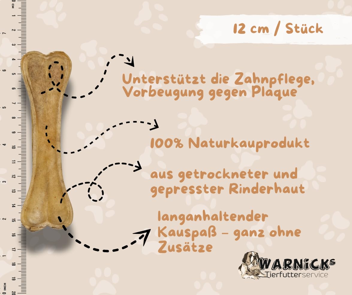 Warnick's Tierfutterservice Hundesnack - Kauknochen ohne Pansen - 12 cm, 40 Stück - Hundeknochen als Leckerli & zur Zahnpflege