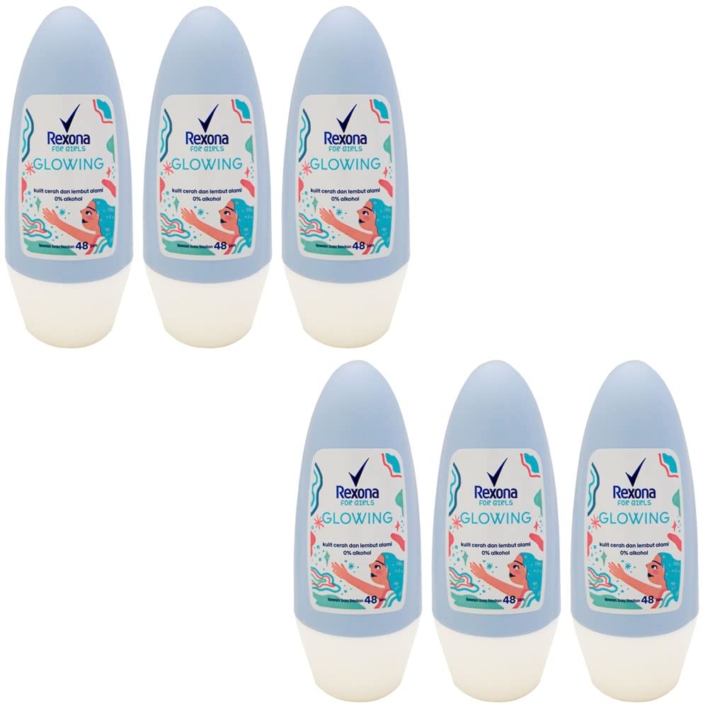 Rexona Women's Antiperspirant Deodorant Roll-on Glowing Glow 1.4 fl oz (40 ml) x 6 Packs
