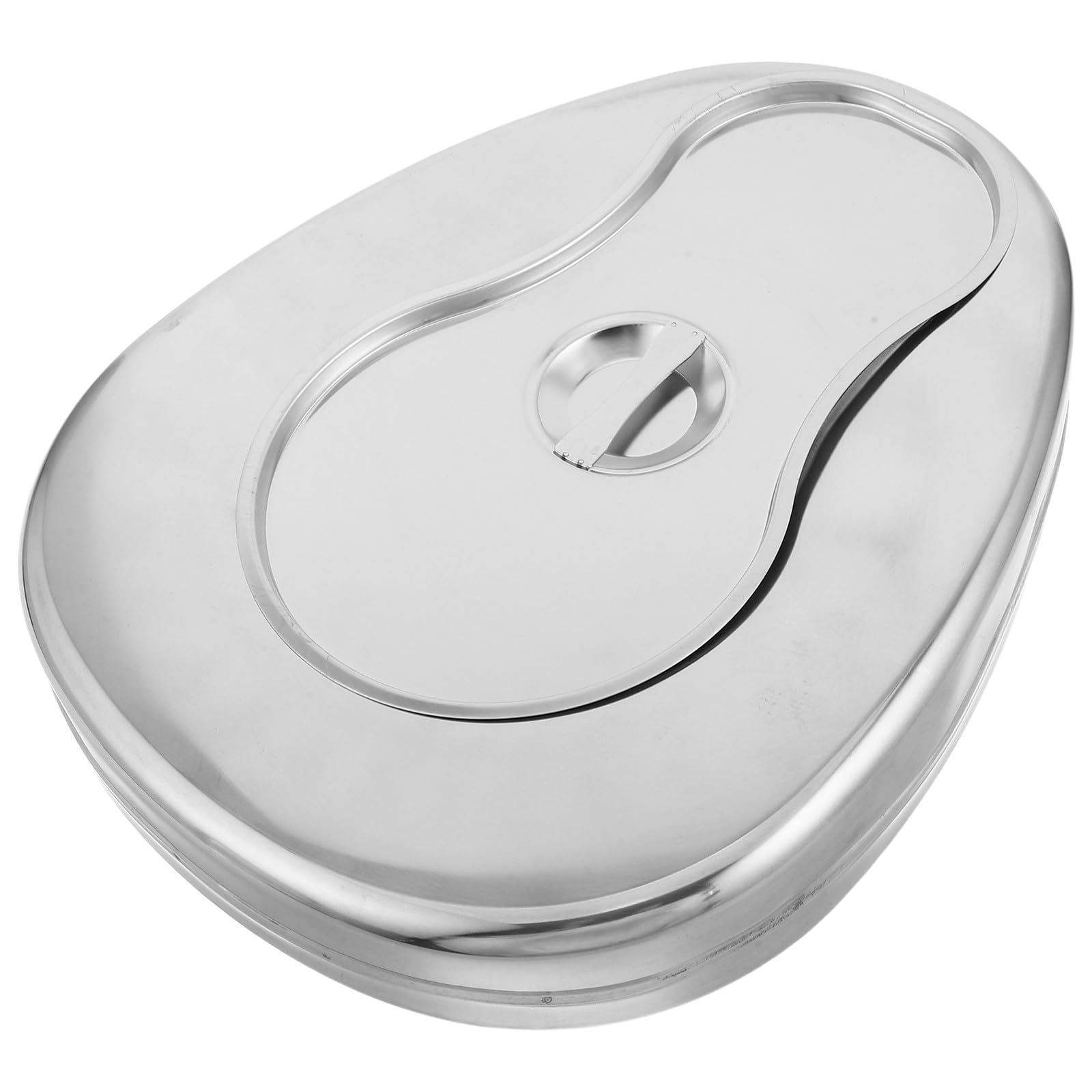 Kisangel Medyczna miska sanitarna z pokrywką, przenośna toaleta ze stali nierdzewnej dla pacjentów obłożnie chorych, trwała toaleta przyłóżkowa do użytku domowego i szpitalnego