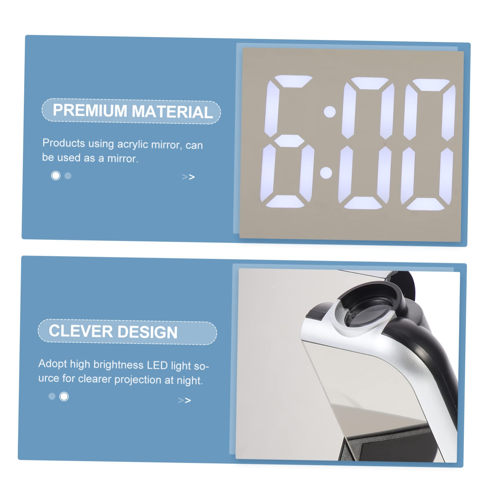 OUNONA Reloj Despertador Digital de Escritorio Proyector, Multifuncional Alarma y Pantalla Led, Material Plástico, Adecuado para Oficina y Sala de Estar