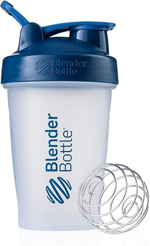BlenderBottle Classic Loop Top - Botella agitadora, 20 onzas (transparente, tapa azul marino)