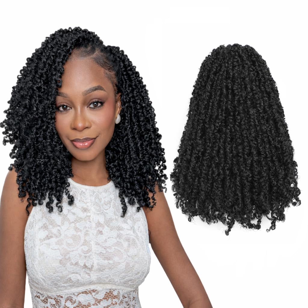 Yanky Twist Crochet Hair - (8+10+12inch)*3,Total 9 packs,Natural Black,Pre-Looped Yankee Twist Mini Passion Twist,Pre-Twisted Micro Spring Twist,Boho Senegalese Twist Crochet Hair with Curly Ends(1B#)