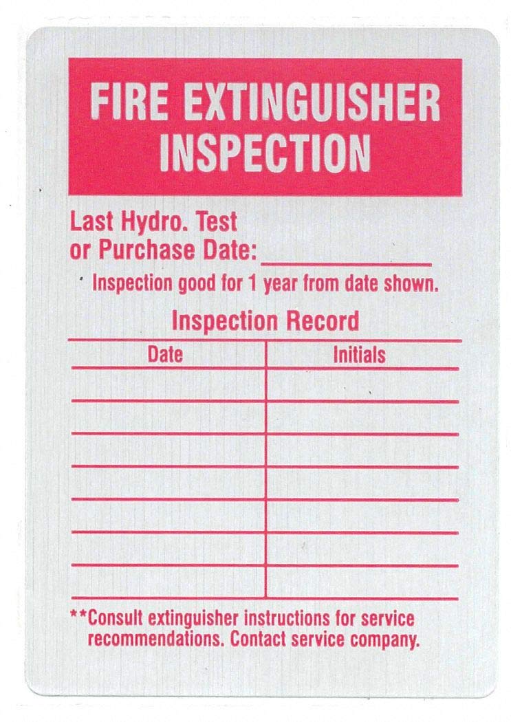 See All Industries Aluminum w/Adhesive Backing Fire Extinguisher Inspection Inspection Tag, 4-1/4" Height, 3" Width - IL-FIRE