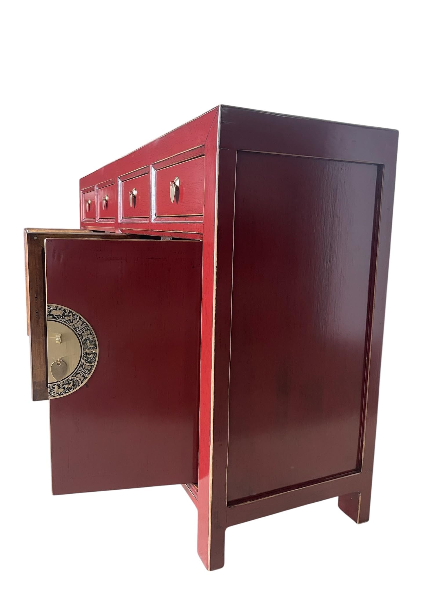 Chińska komoda Azja meble azjatyckie kredens orientalna szafka kredens szafka bufet szafa weselna vintage w pełni zmontowana czerwona Scarlet-Red