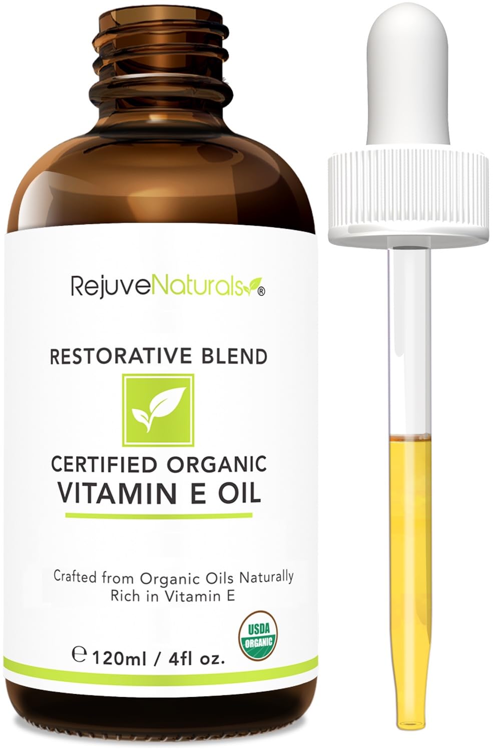 Vitamin E Oil - 100% All Natural & USDA Organic (LARGE 4oz Bottle) Visibly Reduce the Look of Scars, Stretch Marks, Dark Spots & Wrinkles for Hydrated & Youthful Skin. Face & Body Moisturizer