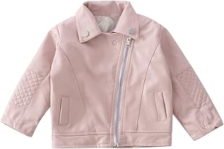 Toddler Girls Motorcycle Jackets Leather Coat Turn-Down Collar Long Sleeve Tops Outerwear Coats Jacket