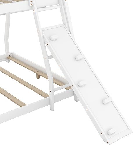 Miniatura 34 de Favfurish Cama de plataforma de casa de tamaño individual con cabecero y estribo, diseño de techo, cama de madera con forma de casa para niños y