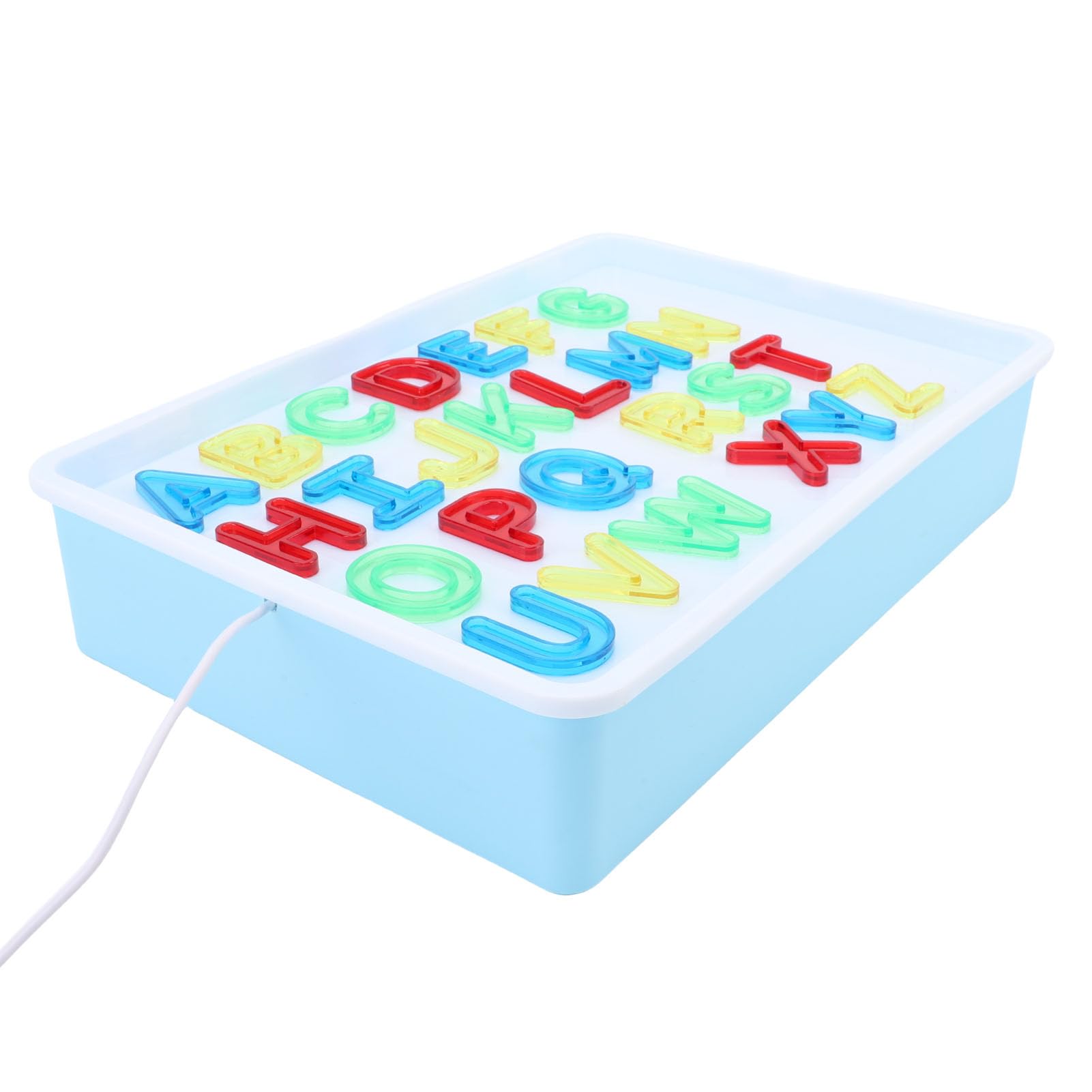 Cryfokt Tavolo Luminoso per Bambini, Giocattolo Sensoriale con 26 Lettere e 10 Numeri Carte Adesive Trasparenti con Scatola Luminosa per la Prima Educazione a Casa e all'asilo