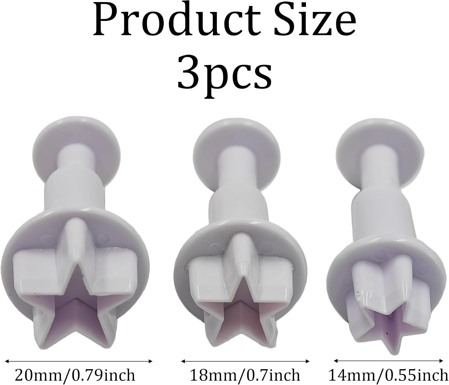 pson 3Pcs Plunger Cookie Cutter Set, Mini Plastic Biscuit Molds for Cake Decorating, Baking, Fondant, and DIY Crafts(Star) image 2