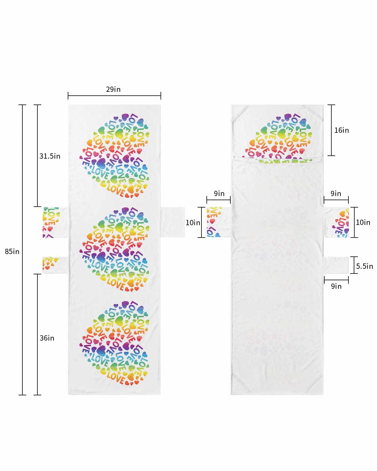 Colorful Love Heart Beach Lounge Chair Towel Cover, Soft Chaise Lounge Towel with Side Pockets Patio Pool Chairs Cover for Beach/Pool Sunbathing 29x85 Watercolor Rainbow Ombre