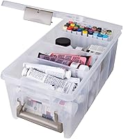 Vista 4 de ArtBin Semi Satchel Portable Craft Organizer with 3 Dividers - Clear Plastic Storage Case for Art & Craft Supplies