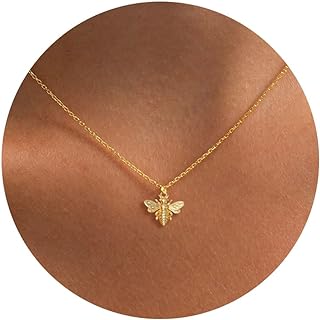 HANLI Gold Necklace for Women 14K Gold Plated Dainty Star of David Necklace Simple Moon and Star Necklace Sun Lotus Pendan...