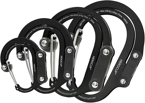 GEAR AID HEROCLIP Mosquetón giratorio de 360 y gancho (mediano) para camping, mochila, maletas y organización de garaje